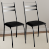 Kit 2 Cadeiras Tubular America 061 Preto Assento Preto Brilhante ARTEF