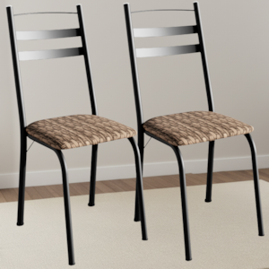 Kit 2 Cadeiras Tubular America 061 Preto Assento Rattan ARTEF