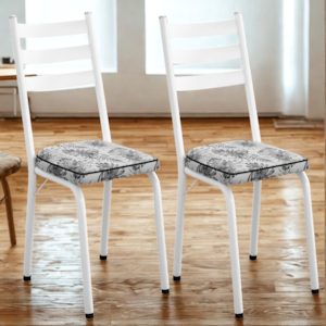 Kit 2 Cadeiras Tubular Europa 118 Branco Assento Floral Cinza ARTEF