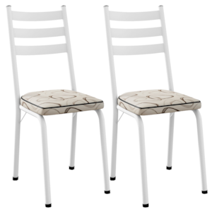 Kit 2 Cadeiras Tubular Europa 118 Branco Assento Madeira Cedro ARTEF