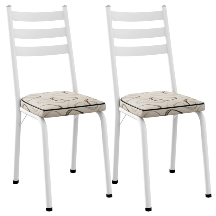 Kit 2 Cadeiras Tubular Europa 118 Branco Assento Madeira Cedro ARTEF