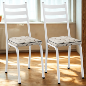 Kit 2 Cadeiras Tubular Europa 118 Branco Assento Madeira Cedro ARTEF