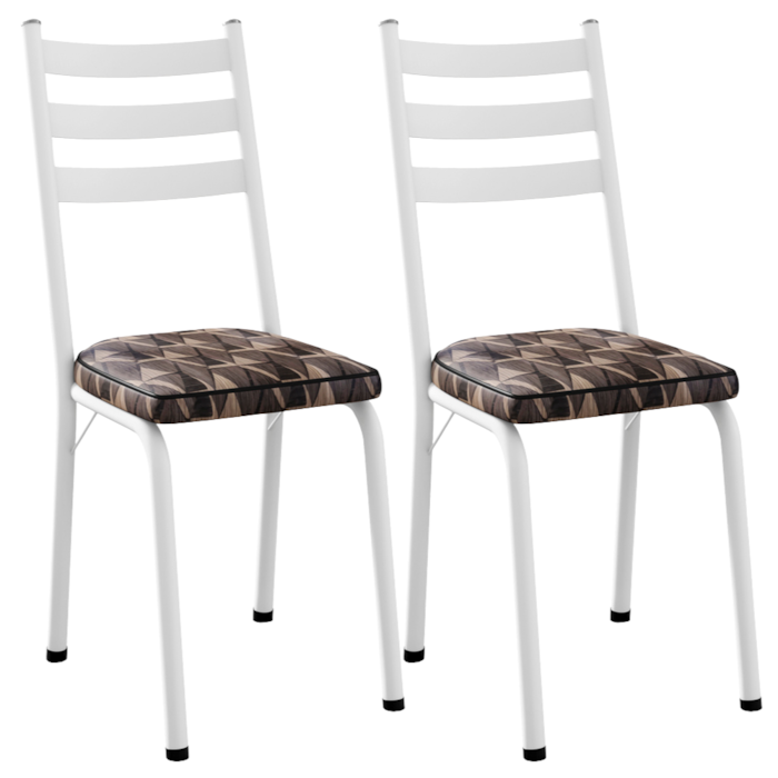 Kit 2 Cadeiras Tubular Europa 118 Branco Assento Mosaico Palha ARTEF