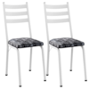 Kit 2 Cadeiras Tubular Europa 118 Branco Assento Mosaico Silver ARTEF