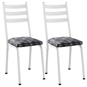 Kit 2 Cadeiras Tubular Europa 118 Branco Assento Mosaico Silver ARTEF