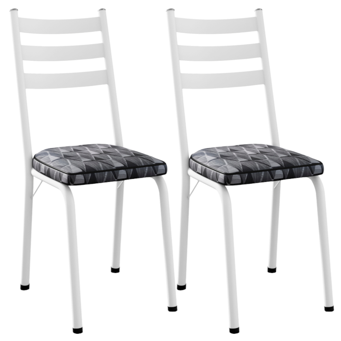 Kit 2 Cadeiras Tubular Europa 118 Branco Assento Mosaico Silver ARTEF