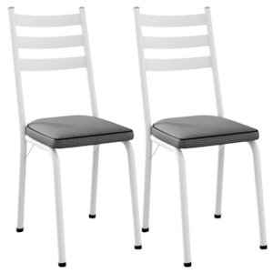 Kit 2 Cadeiras Tubular Europa 118 Branco Assento Platina ARTEF