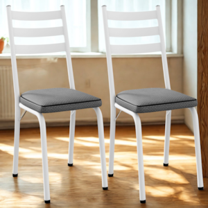 Kit 2 Cadeiras Tubular Europa 118 Branco Assento Platina ARTEF