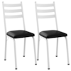 Kit 2 Cadeiras Tubular Europa 118 Branco Assento Preto ARTEF