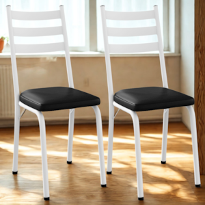 Kit 2 Cadeiras Tubular Europa 118 Branco Assento Preto ARTEF