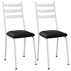 Kit 2 Cadeiras Tubular Europa 118 Branco Assento Preto Brilhante ARTEF