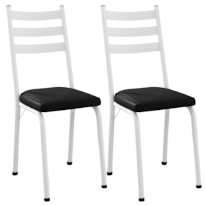 Kit 2 Cadeiras Tubular Europa 118 Branco Assento Preto Brilhante ARTEF