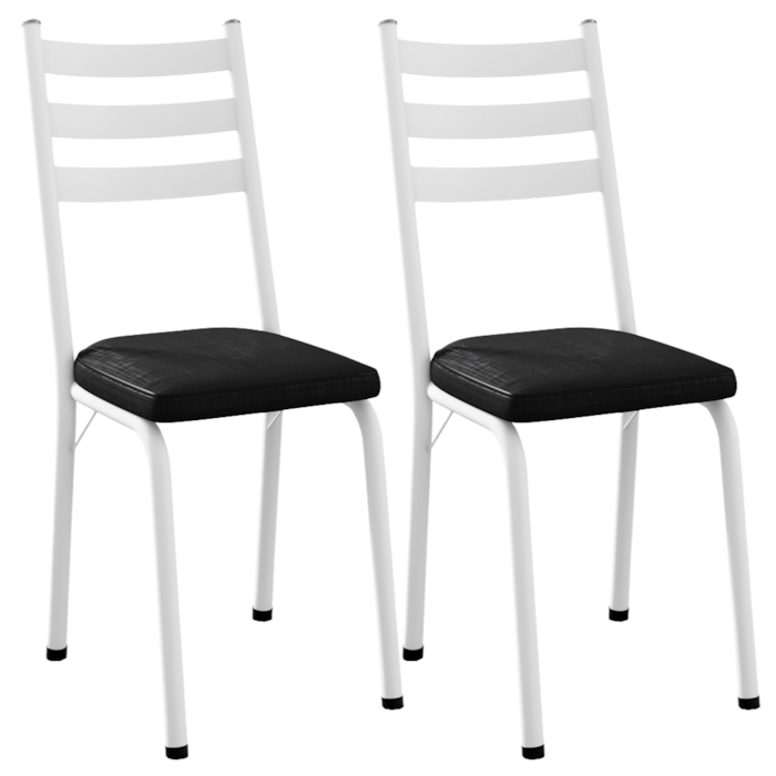 Kit 2 Cadeiras Tubular Europa 118 Branco Assento Preto Brilhante ARTEF