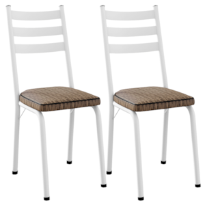 Kit 2 Cadeiras Tubular Europa 118 Branco Assento Rattan ARTEF