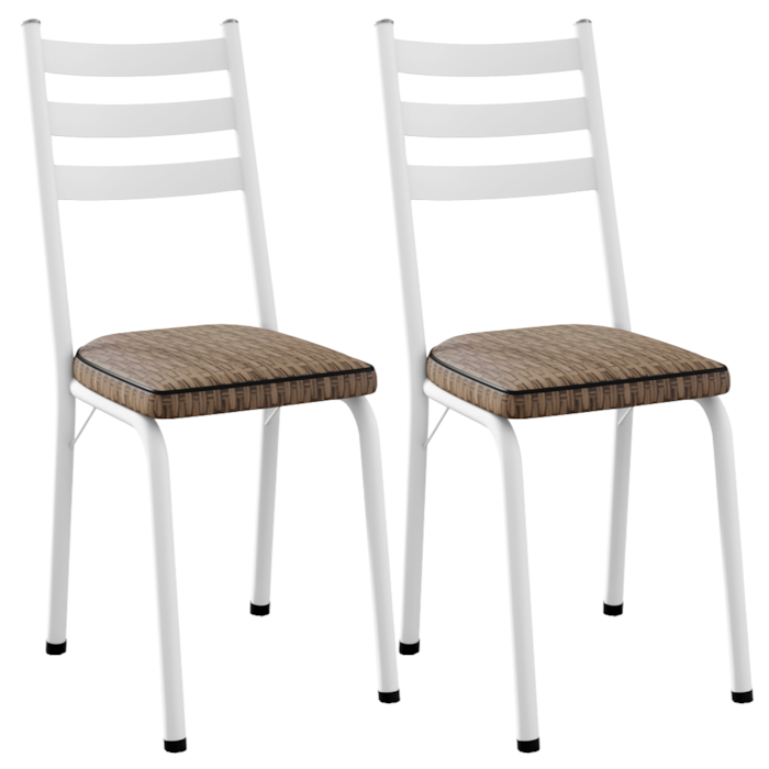 Kit 2 Cadeiras Tubular Europa 118 Branco Assento Rattan ARTEF