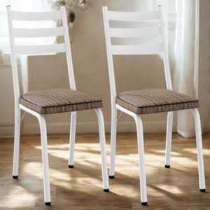 Kit 2 Cadeiras Tubular Europa 118 Branco Assento Rattan ARTEF