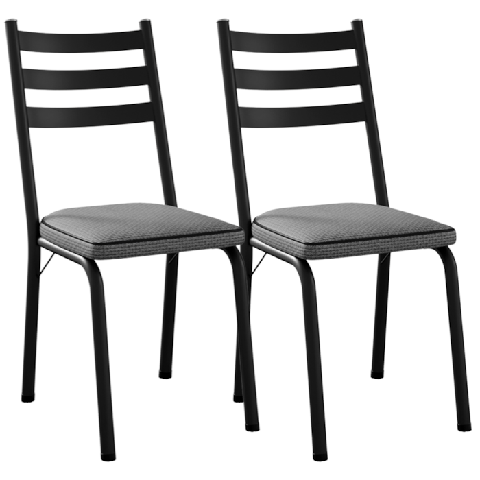 Kit 2 Cadeiras Tubular Europa 118 Preto Assento Platina ARTEF