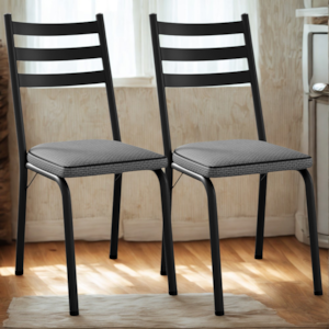 Kit 2 Cadeiras Tubular Europa 118 Preto Assento Platina ARTEF