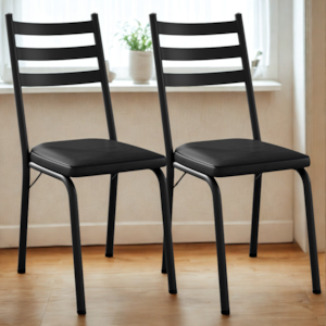 Kit 2 Cadeiras Tubular Europa 118 Preto Assento Preto ARTEF