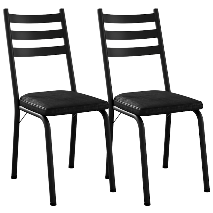 Kit 2 Cadeiras Tubular Europa 118 Preto Assento Preto Brilhante ARTEF