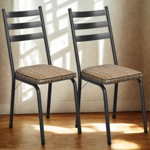 Kit 2 Cadeiras Tubular Europa 118 Preto Assento Rattan ARTEF