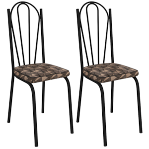 Kit 2 Cadeiras Tubular Europa 121 Preto Assento Mosaico Palha ARTEF