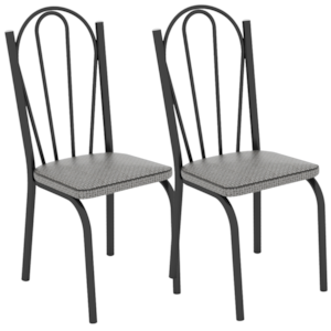 Kit 2 Cadeiras Tubular Europa 121 Preto Assento Platina ARTEF