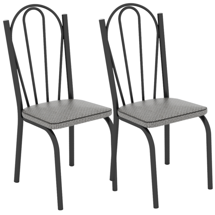 Kit 2 Cadeiras Tubular Europa 121 Preto Assento Platina ARTEF