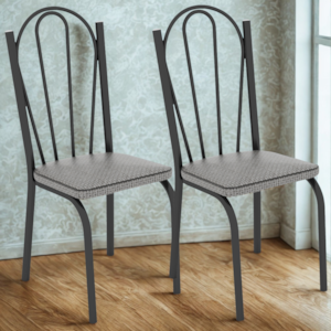 Kit 2 Cadeiras Tubular Europa 121 Preto Assento Platina ARTEF