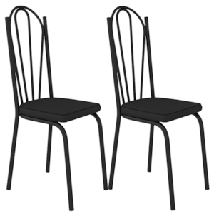 Kit 2 Cadeiras Tubular Europa 121 Preto Assento Preto ARTEF