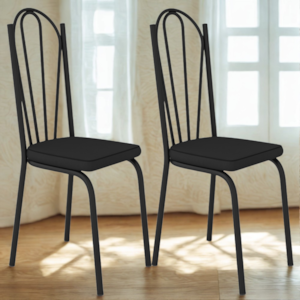 Kit 2 Cadeiras Tubular Europa 121 Preto Assento Preto ARTEF