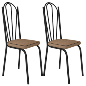 Kit 2 Cadeiras Tubular Europa 121 Preto Assento Rattan ARTEF