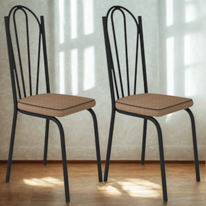 Kit 2 Cadeiras Tubular Europa 121 Preto Assento Rattan ARTEF