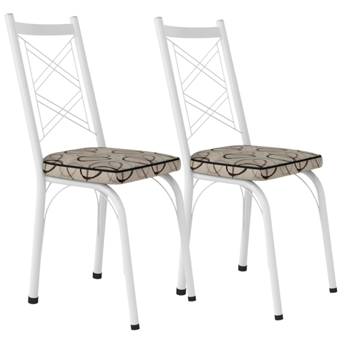 Kit 2 Cadeiras Tubular Europa 143 Branco Assento Madeira Cedro ARTEF