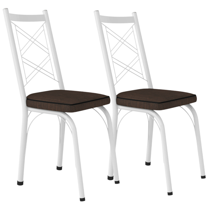 Kit 2 Cadeiras Tubular Europa 143 Branco Assento Madeira Imbuia ARTEF