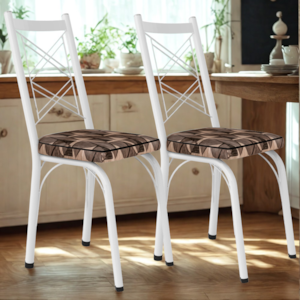 Kit 2 Cadeiras Tubular Europa 143 Branco Assento Mosaico Palha ARTEF