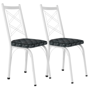 Kit 2 Cadeiras Tubular Europa 143 Branco Assento Mosaico Silver ARTEF