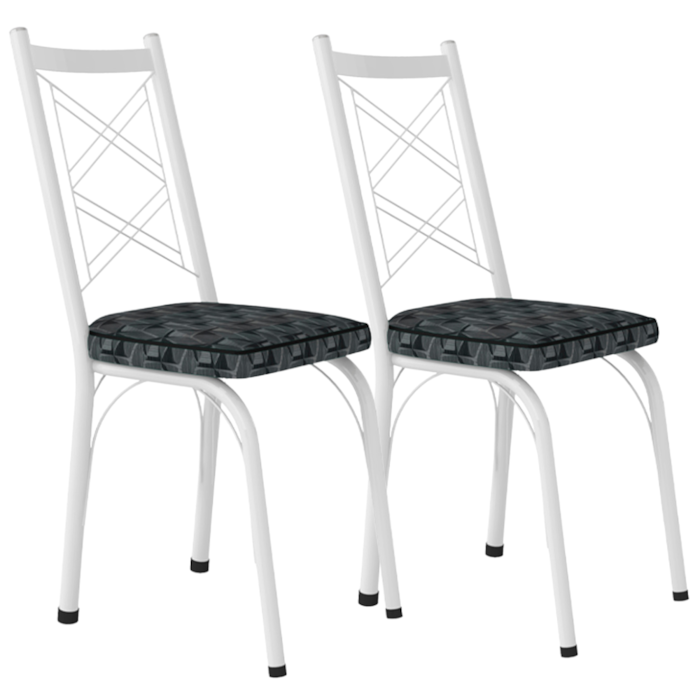 Kit 2 Cadeiras Tubular Europa 143 Branco Assento Mosaico Silver ARTEF