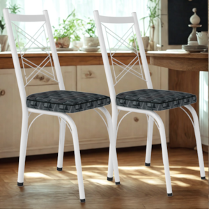 Kit 2 Cadeiras Tubular Europa 143 Branco Assento Mosaico Silver ARTEF