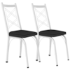 Kit 2 Cadeiras Tubular Europa 143 Branco Assento Preto ARTEF