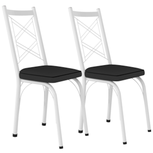 Kit 2 Cadeiras Tubular Europa 143 Branco Assento Preto ARTEF