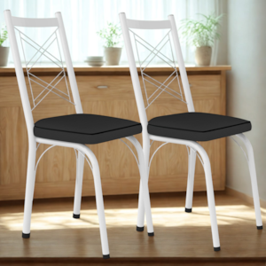 Kit 2 Cadeiras Tubular Europa 143 Branco Assento Preto ARTEF