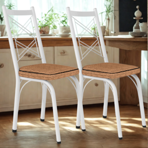 Kit 2 Cadeiras Tubular Europa 143 Branco Assento Rattan ARTEF