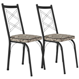 Kit 2 Cadeiras Tubular Europa 143 Preto Assento Madeira Cedro ARTEF