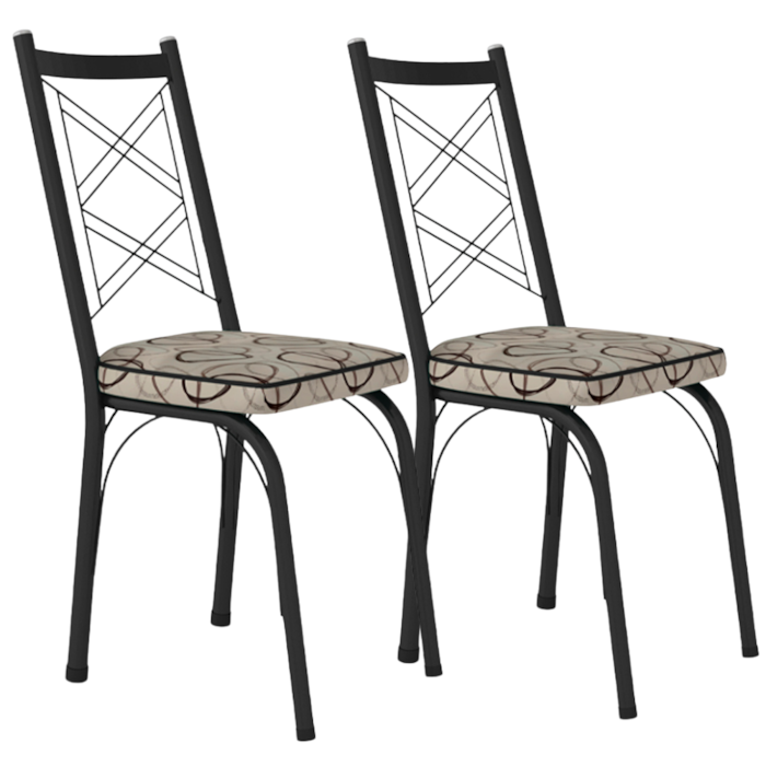 Kit 2 Cadeiras Tubular Europa 143 Preto Assento Madeira Cedro ARTEF