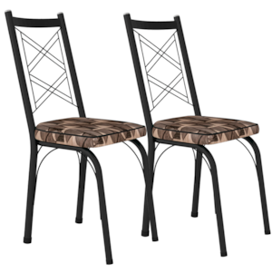 Kit 2 Cadeiras Tubular Europa 143 Preto Assento Mosaico Palha ARTEF