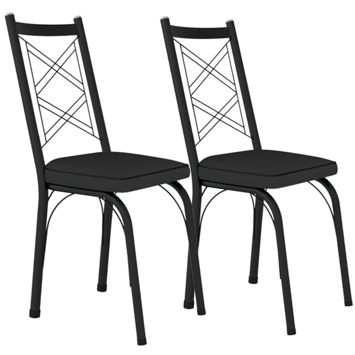 Kit 2 Cadeiras Tubular Europa 143 Preto Assento Preto ARTEF