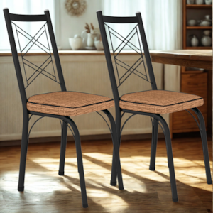 Kit 2 Cadeiras Tubular Europa 143 Preto Assento Rattan ARTEF