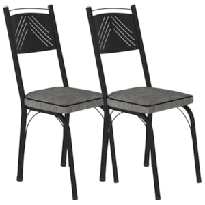 Kit 2 Cadeiras Tubular Europa 151 Preto Assento Grafiato ARTEF