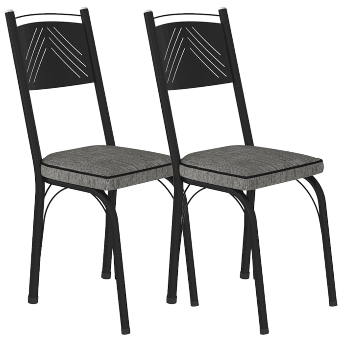 Kit 2 Cadeiras Tubular Europa 151 Preto Assento Grafiato ARTEF